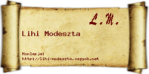 Lihi Modeszta névjegykártya